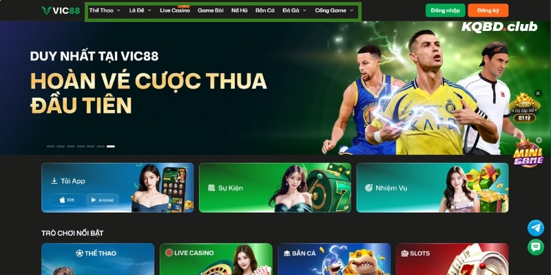 Toàn bộ danh mục trò chơi đều được hiển thị trên cùng một hàng