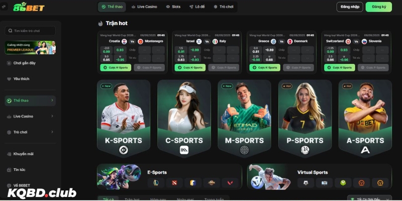 Danh mục thể thao tại cổng game 86BET có đa dạng trò chơi khác nhau