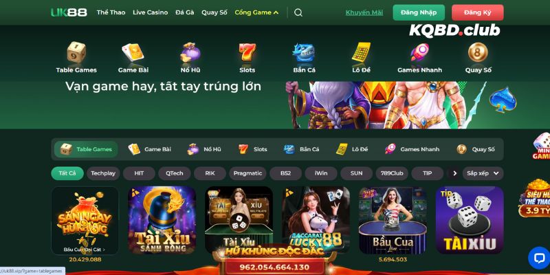 Kho game hấp dẫn chỉ có tại UK88